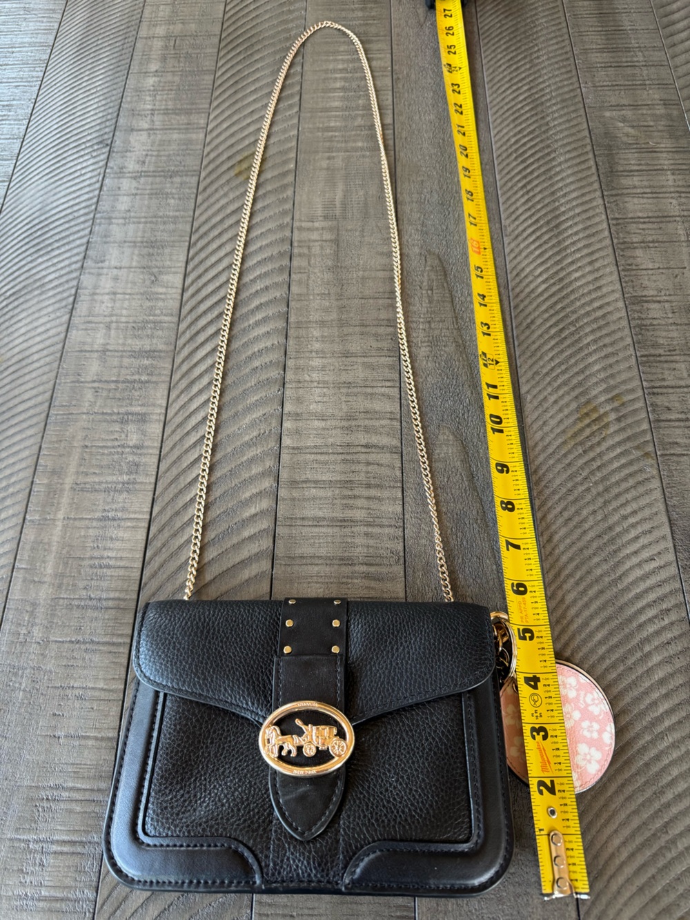 Coach Georgie Crossbody/Xbody Black Pebble/Leather Bag Purse With Rivets - Picture 14 of 16